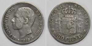 50 Centimo Kingdom of Spain (1874 - 1931) Silber 