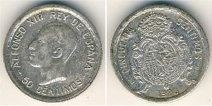 50 Centimo Kingdom of Spain (1874 - 1931) Silver Alfonso XIII of Spain (1886 - 1941)