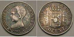 50 Сентімо Королівство Іспанія (1874 - 1931) Срібло 