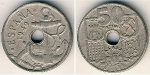 50 Centimo 佛朗哥时期 (1936 - 1975) 銅/镍 弗朗西斯科·佛朗哥 (1892 – 1975)