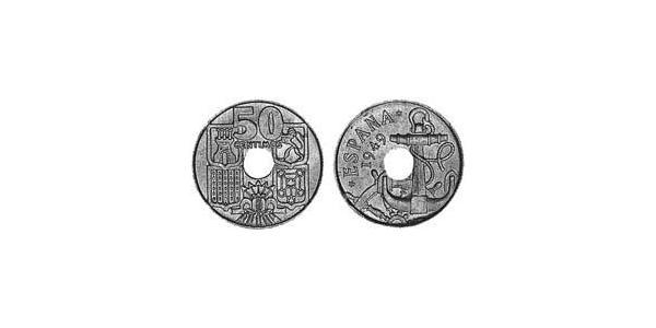 50 Centimo 佛朗哥时期 (1936 - 1975) 銅/镍 弗朗西斯科·佛朗哥 (1892 – 1975)