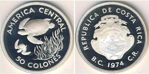 50 Colon Costa Rica Silver 
