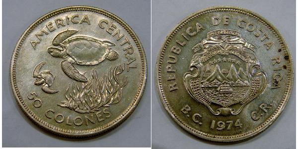 50 Colon Costa Rica Silver 