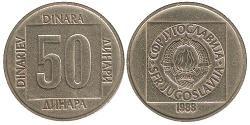 50 Dinar Sozialistische Föderative Republik Jugoslawien (1943 -1992) Messing 