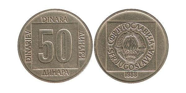 50 Dinar 南斯拉夫社会主义联邦共和国 (1943 - 1992) 黃銅 