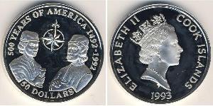 50 Dollar Îles Cook Argent 