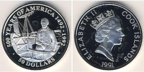 50 Dollar Îles Cook Argent 