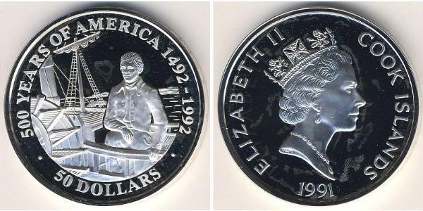50 Dollar Îles Cook Argent 