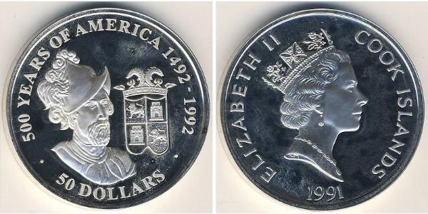 50 Dollar Îles Cook Argent 