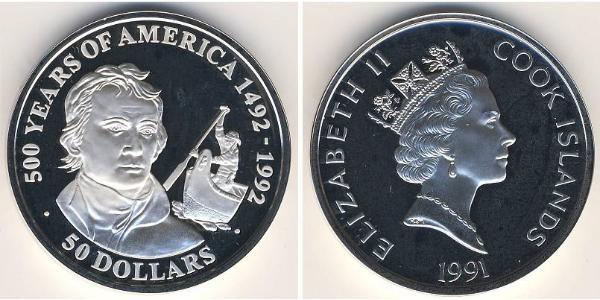 50 Dollar Îles Cook Argent 