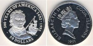 50 Dollar Cookinseln Silber 