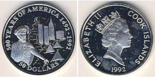 50 Dollar Cookinseln Silber 