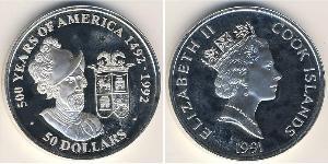 50 Dollaro Isole Cook Argento 