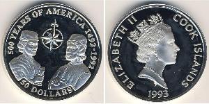 50 Dólar Islas Cook Plata 