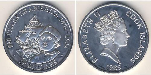 50 Dólar Islas Cook Plata 