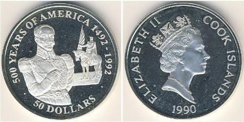 50 Dólar Islas Cook Plata 