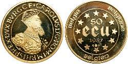 50 Ecu Bélgica Oro Carlos V, Emperador del Sacro Imperio Romano (1500-1558)