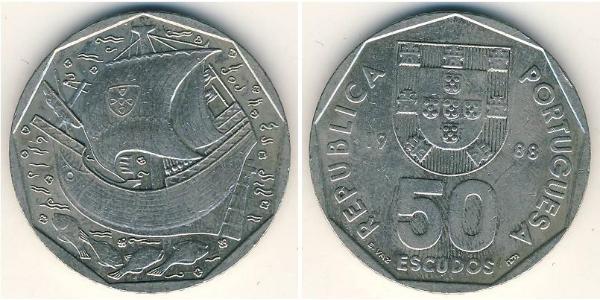50 Escudo Portogallo (1975 - ) Rame/Nichel 