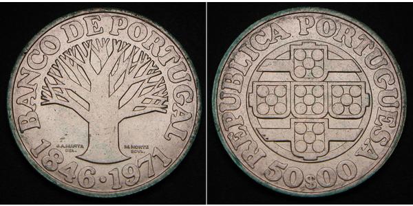 50 Escudo Second Portuguese Republic (1933 - 1974) Silver 