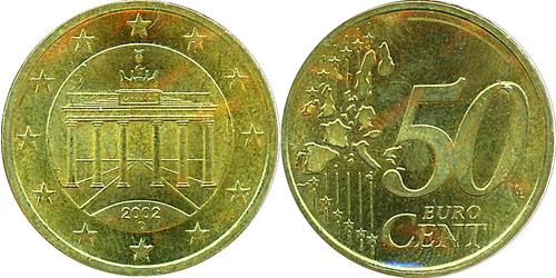 50 Eurocent Bundesrepublik Deutschland  (1990 - ) Messing 