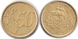 50 Eurocent Italia Tin/Aluminio/Cobre/Zinc 