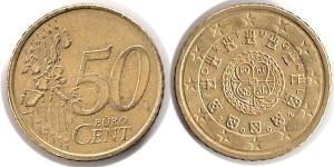 50 Eurocent Portuguese Republic (1975 - ) Tin/Aluminium/Copper/Zinc 