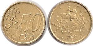 50 Eurocent 意大利 Tin/铝/銅/Zinc 