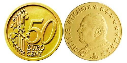 50 Eurocent 梵蒂冈 Tin/铝/銅/Zinc 若望·保祿二世 (1920 - 2005)