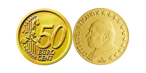 50 Eurocent 梵蒂冈 Tin/铝/銅/Zinc 若望·保祿二世 (1920 - 2005)