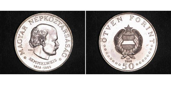 50 Forint República Popular de Hungría (1949 - 1989) Plata Ignác Semmelweis