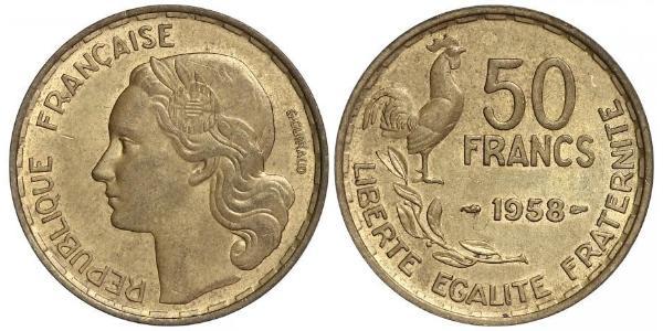 50 Franc Quarta Repubblica francese (1946-1958) Alluminio/Bronzo 