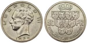 50 Franc Belgique Argent 