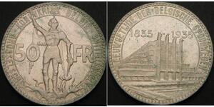 50 Franc Belgique Argent 