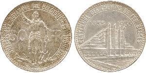50 Franc Belgique Argent 