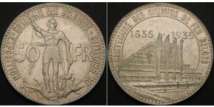 50 Franc Belgique Argent 