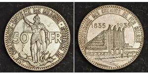 50 Franc Belgique Argent 