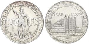 50 Franc Belgique Argent 