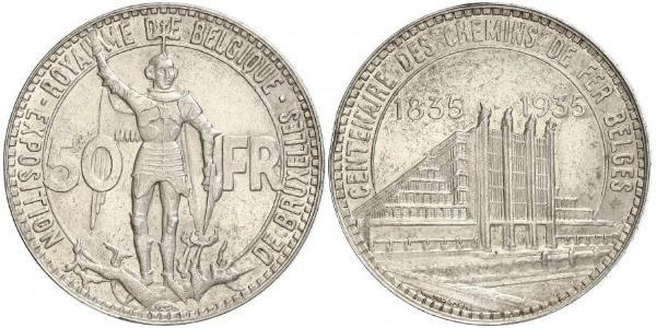 50 Franc Belgique Argent 