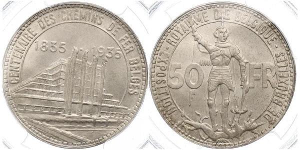 50 Franc Belgique Argent 