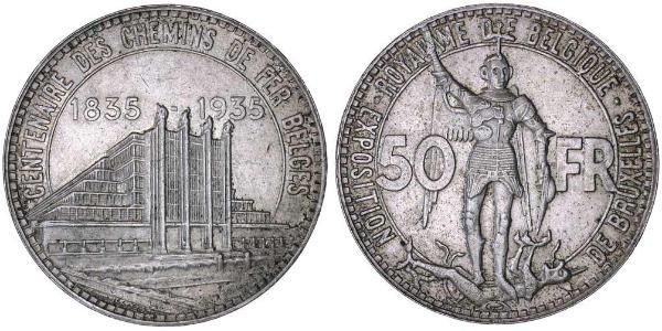 50 Franc Belgique Argent 