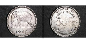 50 Franc Congo belge (1908 - 1960) Argent 