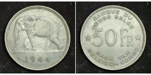 50 Franc Congo belge (1908 - 1960) Argent 