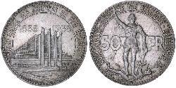 50 Franc Belgio Argento 
