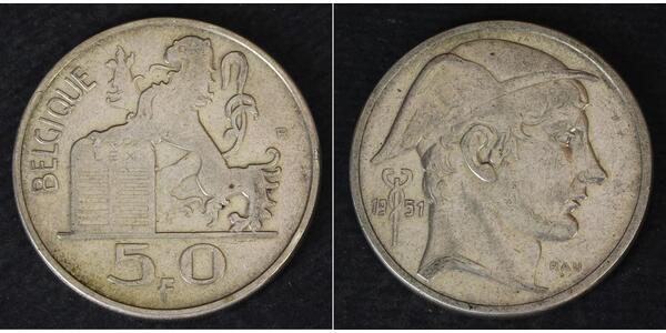 50 Franc Belgio Argento 