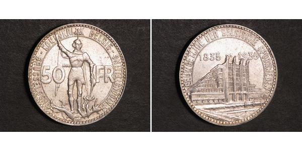 50 Franc Belgio Argento 