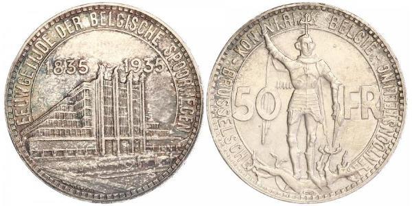 50 Franc Belgio Argento 