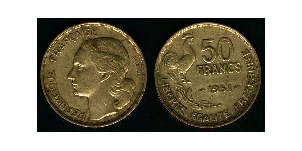 50 Franc French Fourth Republic (1946-1958) Bronze/Aluminium 