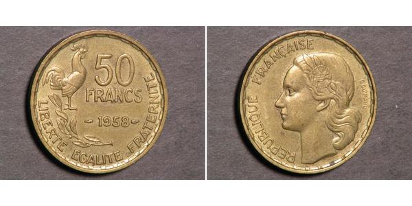 50 Franc French Fourth Republic (1946-1958) Bronze/Aluminium 