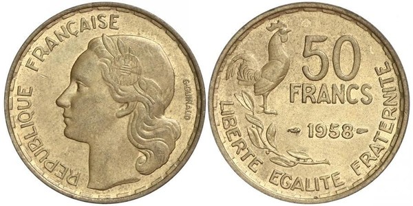 50 Franc Quatrième République (1946-1958) Bronze/Aluminium 