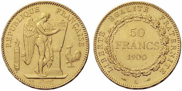 50 Franc French Third Republic (1870-1940)  Gold 
